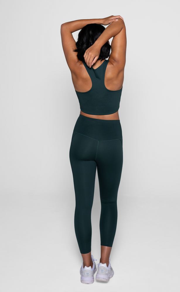 girlfriend collective high rise compressive legging in moss back