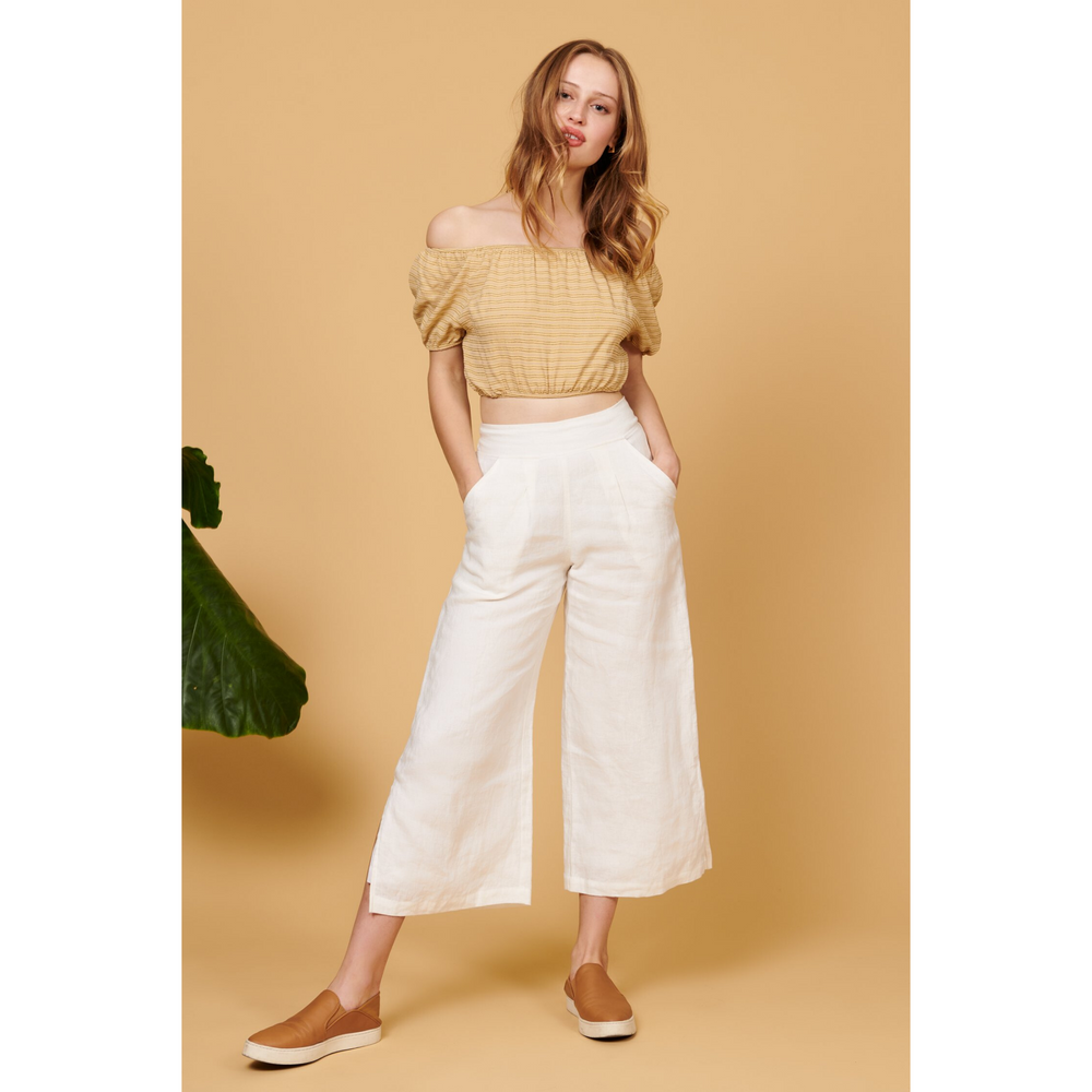 whimsy and row Valentina pant in white linen