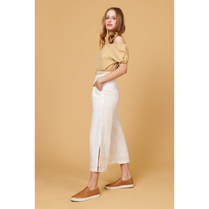 whimsy and row Valentina pant in white linen
